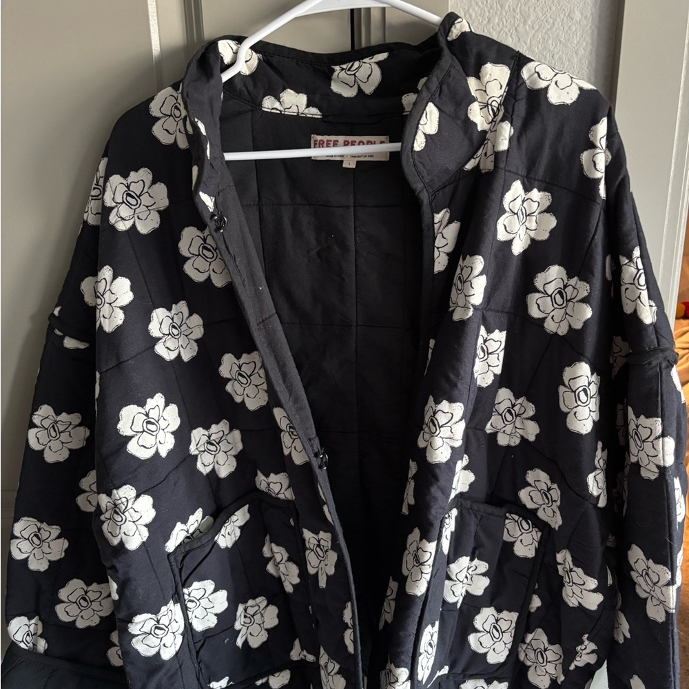 Free People Black and White Floral Jacket